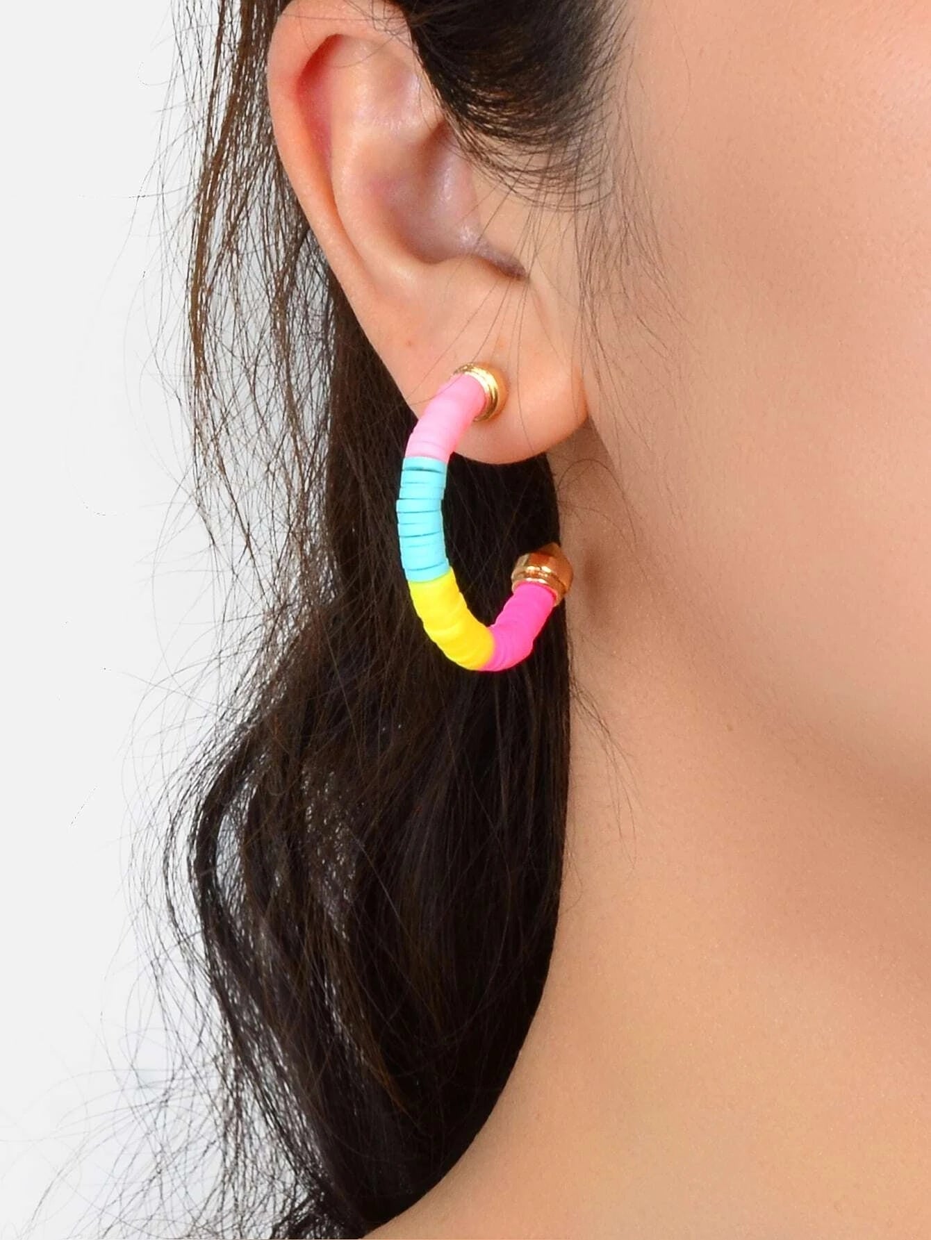 Candy Color Handmade Silicone Sheet Wrap C Shape Accessories Stud Hoop Earrings-1