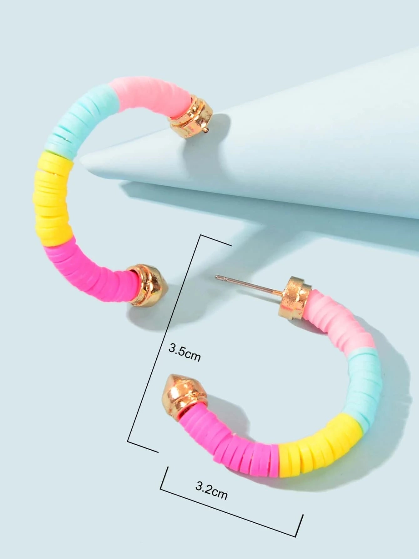 Candy Color Handmade Silicone Sheet Wrap C Shape Accessories Stud Hoop Earrings-2