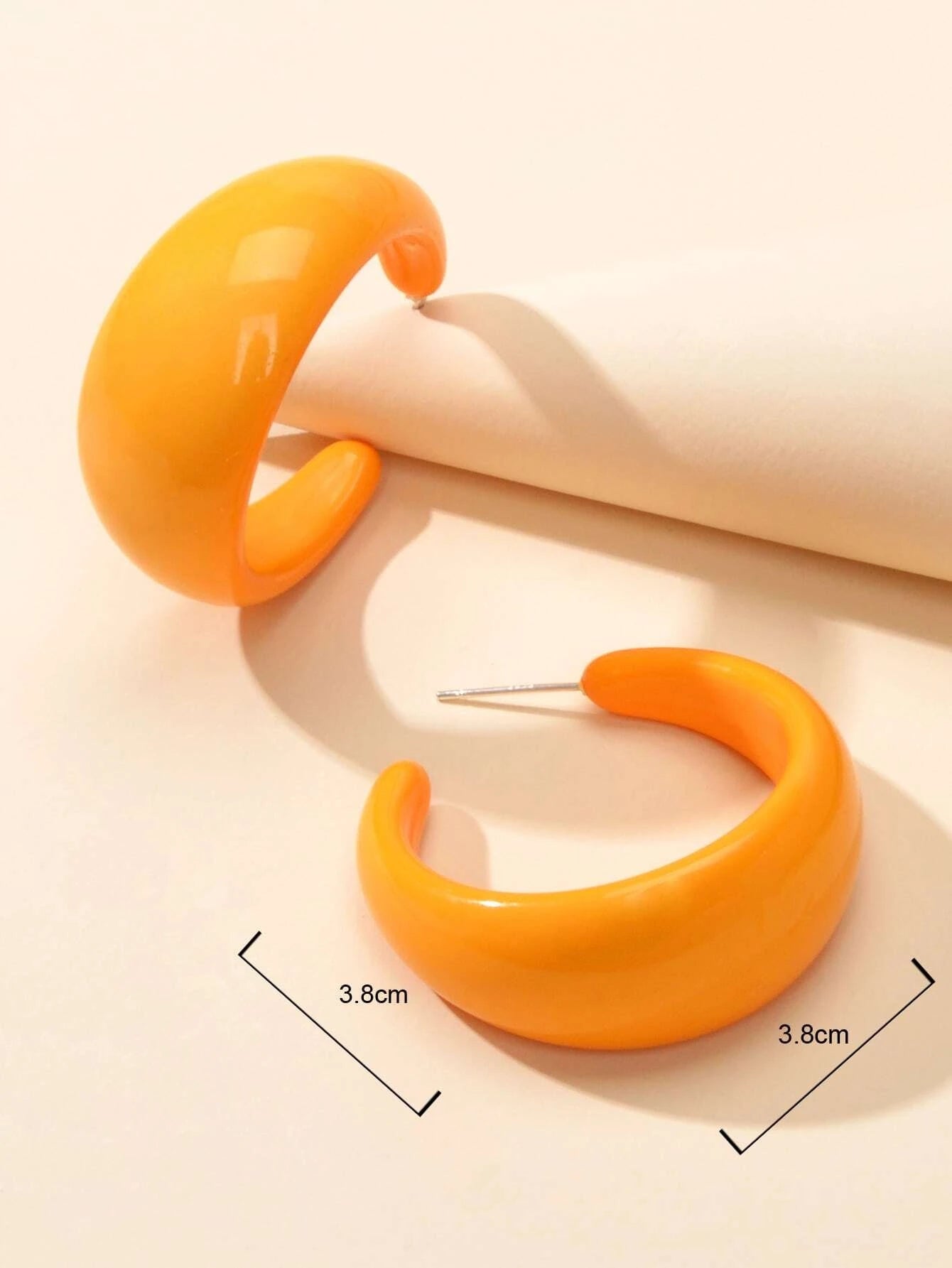 Fashion Round Yellow White Resin Hoop Earrings Circle C Shape Acrylic Cuff Stud-4