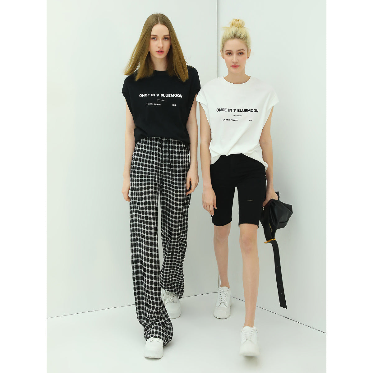 Slouchy Relaxed Fit Casual Checkered Pants-1