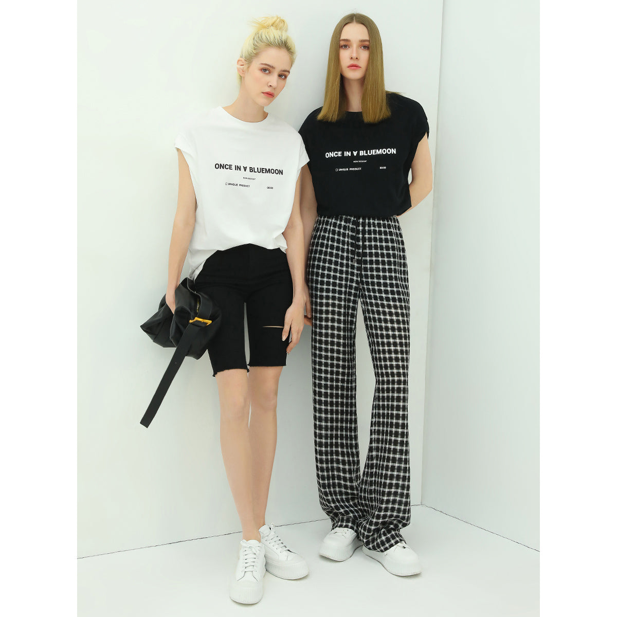 Slouchy Relaxed Fit Casual Checkered Pants-2